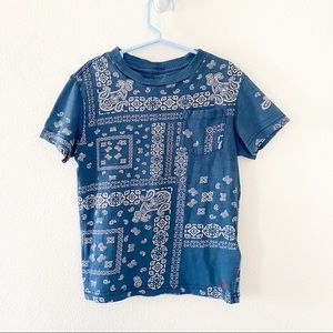 POLO RALPH LAUREN Boys Blue Gray Southwestern Pattern Pocket T-Shirt sz 6